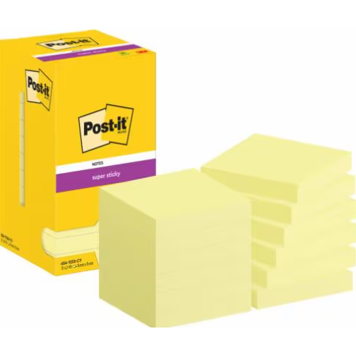 POST IT NOTE  3M 654 YELLOW 76/76(1X12) 