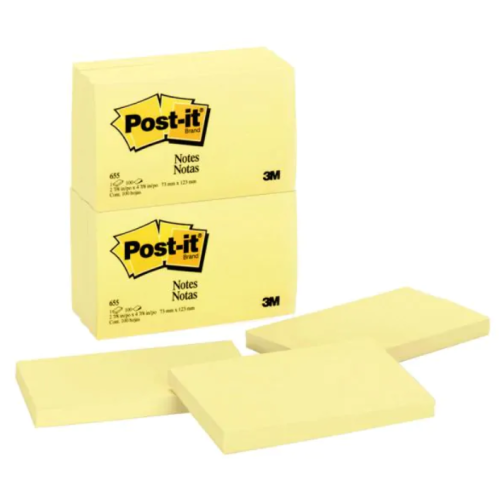 POST IT PAD 3M  5X3 YELLOW 655 (1X12)          