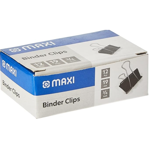 MAXI 19MM BINDER CLIP BLACK(1X12)PKT 