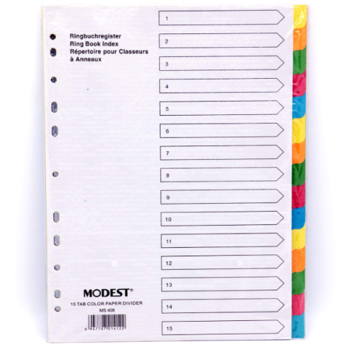 MODEST PAPER DIVIDER COLOR 1-10 WITH NMBR (1X25)   