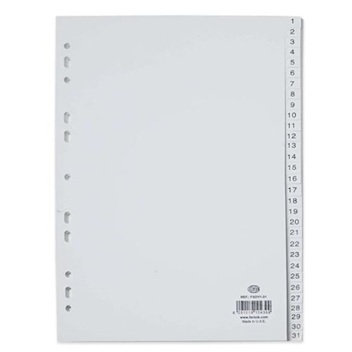 FIS PP DIVIDER GREY 1-31, A4(FSDV 1-31)10SET      