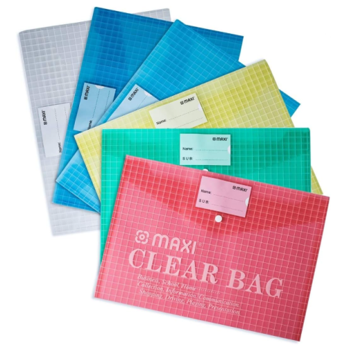 MAXI MY CLEAR BAG 300 MIC F/S ASST COLOR WITH POCKET          